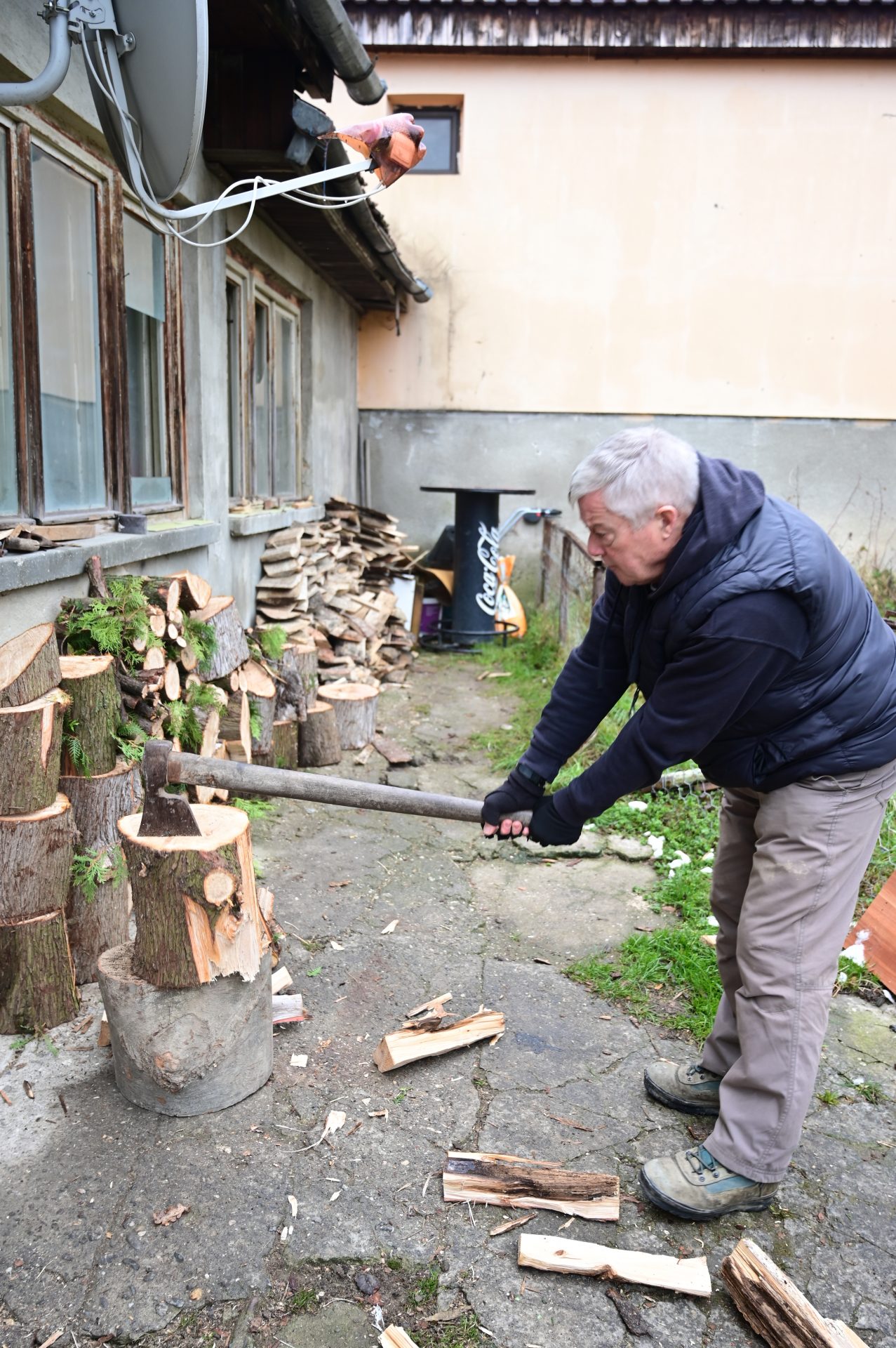Link to Hope Shoebox Appeal - Steve cutting wood